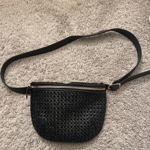 Clare V. Black rattan fanny pack